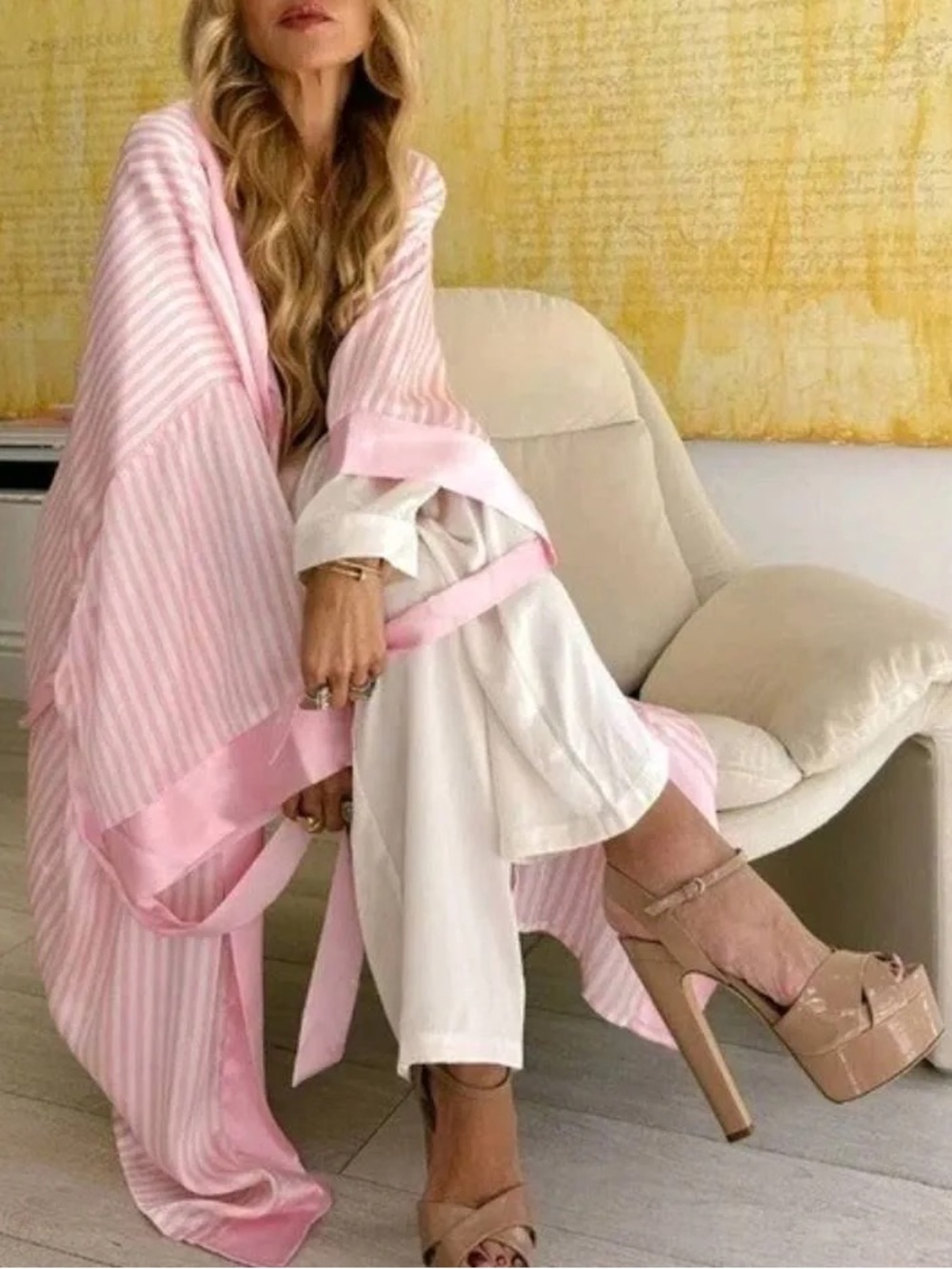 NEW Show Me Your MuMu Harlow Pink Stripe Robe One Size